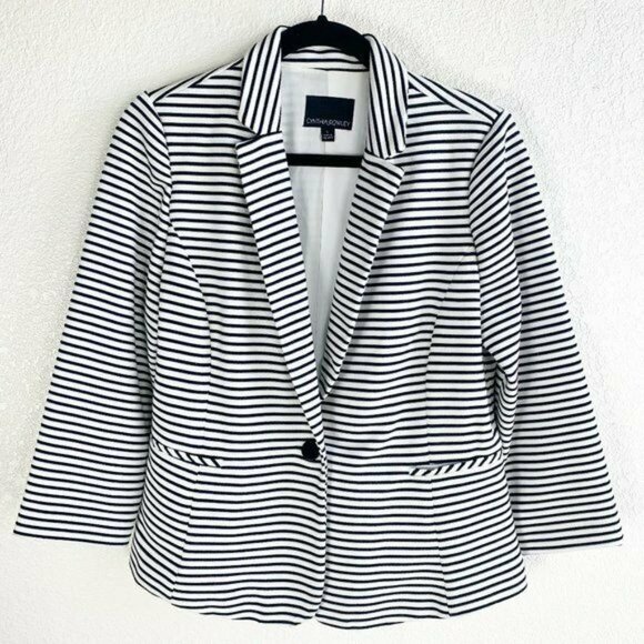 Cynthia Rowley Black & White Striped Blazer L - Picture 1 of 4
